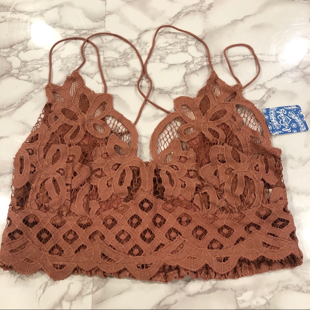 NEW Free People Adella Copper Crochet Bralette L - Picture 4 of 7